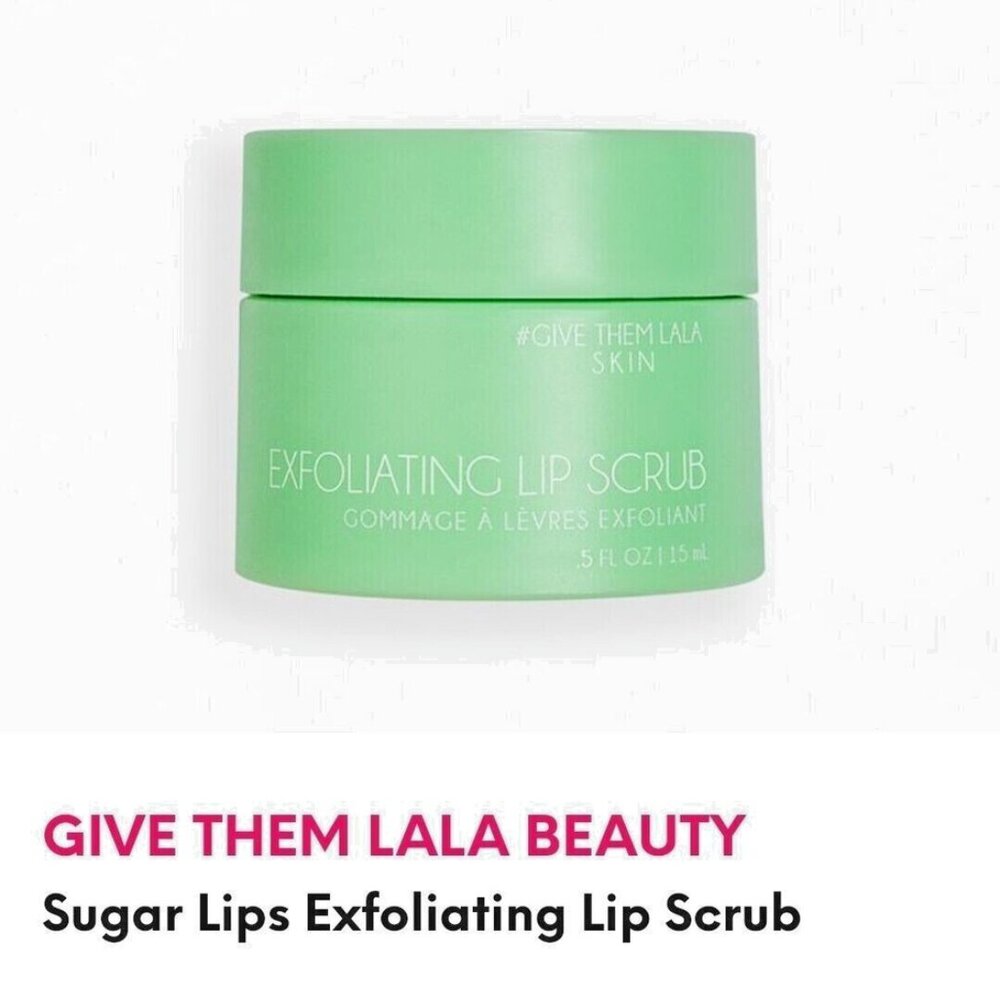 EXFOLIATING LIP SCRUB, GIVE THEM LALA SKIN, SUGAR LIPS TRAVEL SIZE .50 OZ + SHEA